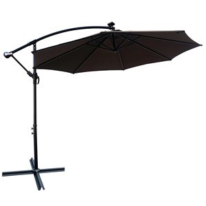 Ombrellone da Esterno a LED Solare da 3 Metri, Impermeabile, 8 Stecche, con Manovella e Base a Croce, per Patio e Giardino - Product Image 4
