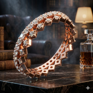 Anillo de banda de eternidad con corona de oro rosa para mujer, regalo de joyería de moda para aniversario de boda con cristales de lujo - Product Image 1