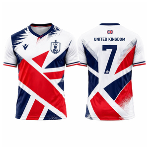 Camiseta de la Selección de Fútbol del Reino Unido, Transpirable, de Spandex y Poliéster, Ecológica, Personalizable por Sublimación/Bordado - Product Image 2