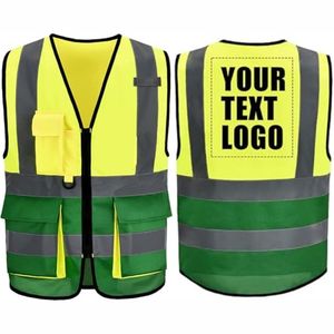 Gilets de sécurité réfléchissants modernes haute visibilité, 8 poches, fermeture éclair sur le devant, unisexe, vêtements de chantier, gilet de sécurité à vendre - Product Image 4