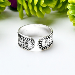 925 Sterling <b>Silver</b> Vintage Toe Leaf Design <b>Adjustable</b> Handmade Wedding <b>Ring</b> for Women - Product Image 2
