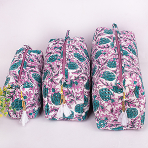 Sac réutilisable écologique de style bohème à imprimés floraux unisexe, léger, multifonctionnel, pochette de voyage durable, sac à cosmétiques en coton - Product Image 1