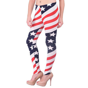 Custom Women High Waist American Flag Printed Leggings Stretch Fashion Full Length Pants - Product Image 3
