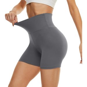 2025 femmes taille haute 5 \ "entraînement Biker Shorts contrôle du ventre Spandex gymnastique volley-ball Yoga danse Shorts été gris foncé - Product Image 1