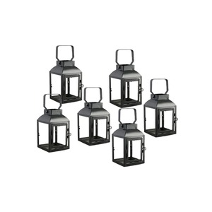 Decorative Antique Black Iron <b>Lantern</b> <b>Candle</b> Holder Set Geometric Design Durable Metal Finish Home Decoration - Product Image 5