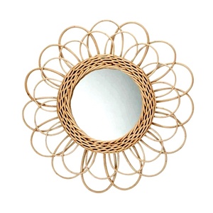 Miroir mural décoratif en rotin haut design élégant pour salle de bain ou hôtel Hangi - Product Image 2