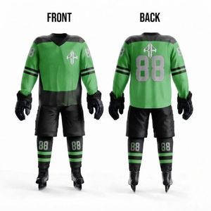Conjunto de Uniforme de Hockey sobre Hielo de Alta Calidad con Impresión por Transferencia de Calor, Cuello en V, Material 100% Poliéster Transpirable para Hombre - Product Image 1