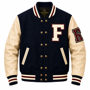 Chaqueta Bomber Varsity Personalizada de Cuero Furat, Cortavientos, Transpirable, con Cierre de Cremallera, Cuello Alto Informal para Hombre - Product Image 4