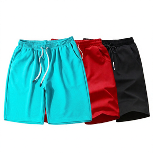 Shorts de sport pour homme respirants et écologiques 100% coton avec cordon de serrage, couleur unie, séchage rapide, gris, rouge, noir - Product Image 4