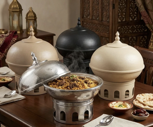 New Arabic Style Cookware Food Warmer Hammered Design <b>Buffet</b> <b>Server</b> Wedding Tabletop With Black Finish Tealight Stand Casserole - Product Image 5