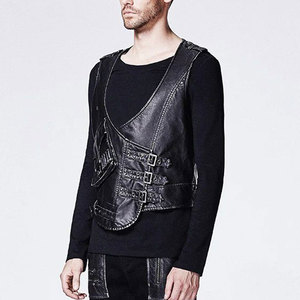 Chaleco Gótico para Hombre con Aspecto Desgastado, Cierres Frontales con Hebilla y Material de Cuero Sintético, Superventas - Product Image 2