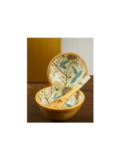 Hermosa tazón de madera tallada a mano con diseño esmaltado, elegante expositor de frutas para decoración moderna del hogar. - Product Image 1