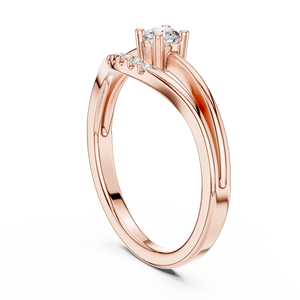 Anillo de Compromiso de Lujo con Moissanita de Corte Redondo, Anillo Nupcial de Aleación de Oro Rosa de 18K con Engaste de Puntas y Tallo Dividido para Mujer - Product Image 4