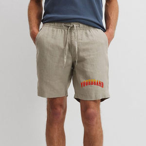 Wholesale Mens Canvas Cotton Casual Gym Shorts Solid Comfort <b>Elastic</b> Waistband Breathable Summer High Shorts - Product Image 1