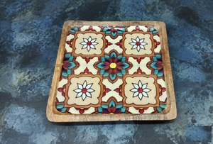 Hot Selling Design Wood Enamel Printed Platter Wooden Platter wooden Tray Enamel Tray Printed Platter at very best factory Price - Product Image 5