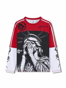 เสื้อเจอร์ซีย์ตาข่ายแขนยาวทรงโอเวอร์ไซส์ สไตล์สตรีทแวร์ ยูนิเซ็กซ์ ลายกราฟิกหมายเลขฟุตบอล รับผลิตแบบ OEM ขายส่ง - Product Image 2