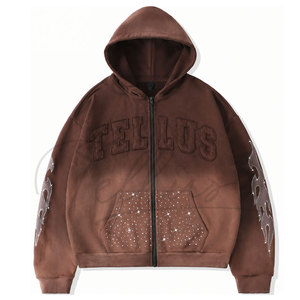Nueva Llegada de Sudaderas con Capucha para Hombre de Alta Calidad, Venta al por Mayor de Fábrica, Diseño Personalizado, Sudadera con Capucha de Moda con Pedrería para Hombre - Product Image 4