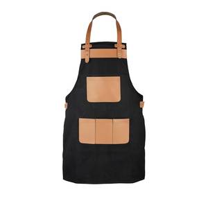 Chaleco de Trabajo de Lona de Alta Gama para Hostelería, con Logotipo Personalizado, Correas Ajustables de Cuero Genuino, para Bartenders, Barberos y Personal de Cafeterías - Product Image 1