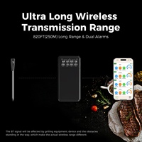 Thermomètre numérique sans fil BT5.3 le plus fin à 4 sondes, rechargeable par USB-C, avec amplificateur de signal LCD, étanchéité IP67, pour barbecue et grillades
