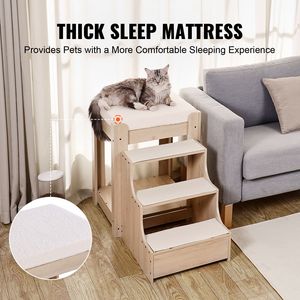 Letto a castello per animali domestici da interno con scale, piattaforma rialzata multi-livello per cani/gatti, seduta lounge per il riposo a bordo finestra - Product Image 6
