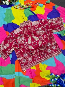 Ensemble Lehenga Choli ethnique décontracté pour femme, veste courte à manches mi-longues, jupe longue, imprimé numérique, imprimé camouflage, robe de fête et de mariage - Product Image 5
