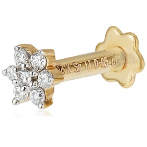 GLEAMORA ENTERPRISE - Piercing de Nariz con Diamante Cultivado en Laboratorio, Corte Brillante en Forma de Flor, Chapado en Oro Amarillo de 18K, Lujoso, para Mujer - Product Image 1