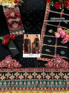 ผ้าจอร์เจตต์คุณภาพพรีเมียมพิเศษสำหรับเทศกาลอีด พร้อมชุดซัลวาอาร์-คามีซปักลายและผ้าคลุมไหล่  ผู้จัดจำหน่ายวัสดุจากเมืองสุรัต - Product Image 5