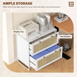 Armadietto Portadocumenti Boho a 2 Cassetti con Serratura e Barra Appendiabiti Regolabile per Formati Letter, A4 e Legal - Assemblato - Product Image 4