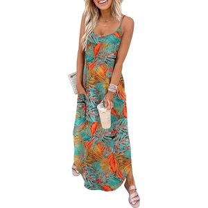 Robe longue décontractée pour femme, bretelles spaghetti, tenue de plage hawaïenne pour les vacances d'été 2026 - Product Image 2