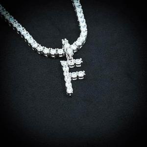 Collier personnalisé avec pendentif lettre en argent sterling 925, or massif 14K 18K, entièrement serti de diamants Moissanite, style Hip Hop - Product Image 6
