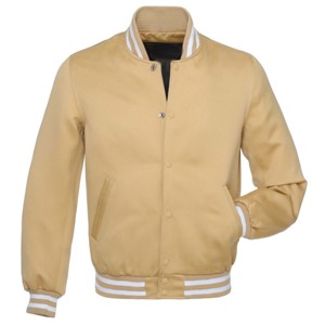 Chaqueta Varsity para Hombre, Color Bronceado, Corte Regular, Cuello Alto, Cierre de Botones, Color Sólido, Estilo Casual para Otoño, Forro de Algodón - Product Image 6