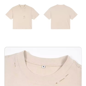 Camiseta de algodón 100% para hombre, talla grande, estilo desgastado, holgada, estampada, de color sólido, transpirable, con el mejor diseño, oversize. - Product Image 6