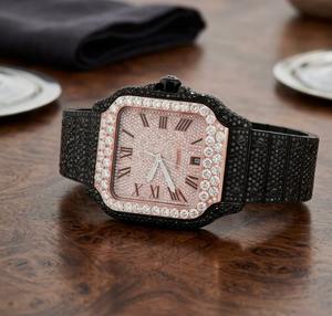 Reloj de Lujo para Hombre, Estilo Hip Hop, con Moissanita VVS1, Diamantes Blancos Redondos Brillantes, Colección para Regalo, Elegante Reloj de Acero Inoxidable - Product Image 3