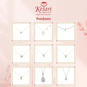 Pendentif en or massif 14 carats avec diamant de laboratoire taille marquise, style romantique pour femme, forme de fleur à quatre feuilles avec 4 pierres latérales - Product Image 4