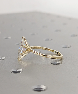 Bague de mariage et d'anniversaire en argent plaqué vintage de haute pureté, certifiée IGI, avec diamant de laboratoire taille marquise - Product Image 3