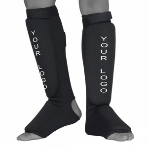 Protège-tibias en cuir élastique à enfiler avec fermeture auto-agrippante, légers et rembourrés, pour MMA, Kickboxing, Muay Thai, unisexe - Product Image 6