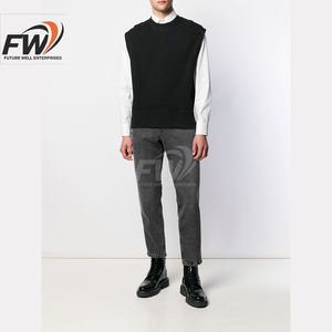 กางเกงยีนส์เดนิมคุณภาพสูงสำหรับผู้ชาย แบบขายส่ง OEM ปรับแต่งได้ แฟชั่นสไตล์ขาดๆ ทรงตรงแบบซ้อนกัน สีสโตนวอช สำหรับทำงาน - Product Image 2