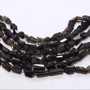 Perles de pierres précieuses en quartz fumé naturel AAA, forme de pépite facettée découpée au laser, 8-12 mm, perles de quartz fumé en vrac pour bijoux - Product Image 1