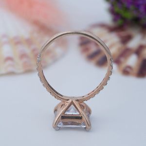 Nouvelle bague de fiançailles pour femme en argent S925, sertie de diamants carrés à quatre griffes, bijou de mariage de luxe léger, exquis et tendance, de haute qualité - Product Image 5