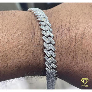 Luxury Fishbone Link Moissanite Bracelet with VVS D Color Stones Fully Iced Out Diamond Look Tennis Bracelet <b>for</b> <b>Men</b> and Women - Product Image 4