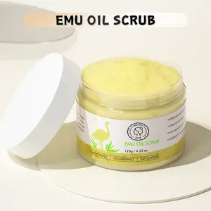 Etiqueta privada orgánica cara sal pie vegano cuidado de la piel exfoliante baño aceite de emú blanqueamiento hidratante exfoliante corporal