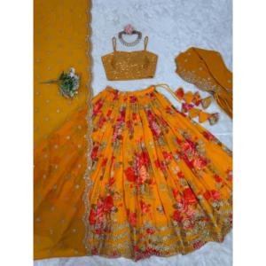 Ropa de fiesta de diseñador para mujer Lehenga Choli con hermosa impresión digital - Product Image 5