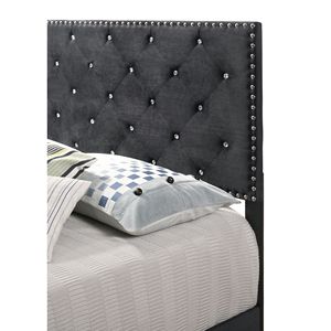 Elegante letto matrimoniale nero in stile transizionale con rivestimento per un sonno ristoratore - Product Image 4