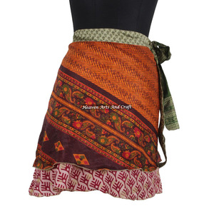 Minifalda Cruzada de Alta Calidad para Mujer, Estilo Vintage, de Seda, Tipo Sari, Corta, de 2 Capas, 2026 - Product Image 6