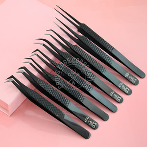 Pince à épiler personnalisée à pointe en fibre Pince à épiler classique et volumique Pince à épiler à pointe en fibre Technologie des cils à 90 degrés Extension de cils - Product Image 1