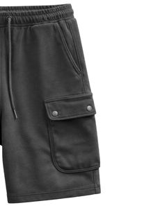 Shorts cargo gris anthracite pour homme, taille élastique avec cordon de serrage, style streetwear décontracté, avec poches latérales, shorts d'été OEM - Product Image 3