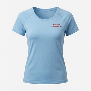 T-shirt à col rond pour femme North Approach, bleu clair, séchage rapide, logo brodé, manches courtes, vêtements de sport - Product Image 1