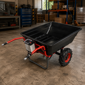 Heavy Duty <b>Plastic</b> Tray Wheelbarrow 1 <b>Wheel</b> Manual Operation Red Frame Black Tray for Construction Farming Landscaping - Product Image 1