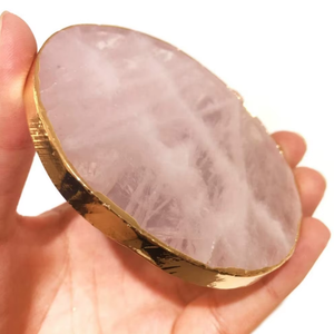 Posavasos de Cuarzo Rosa de Cristal de Alta Calidad en Oferta, Posavasos Redondos de Piedra Preciosa para Bebidas con Soporte para Café para el Hogar - Product Image 4