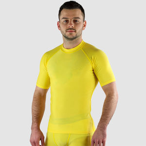 Mens Plain Neon Green Compression T-Shirt Raglan Short Sleeve Athletic Base <b>Layer</b> <b>Top</b> Custom Logo OEM ODM Wholesale Apparel - Product Image 5